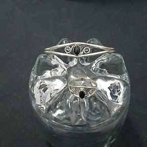 Native American Silver and Onyx Bracelet and Ring